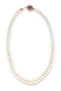 A Cultured Pearl and Star Ruby Demi Parure,