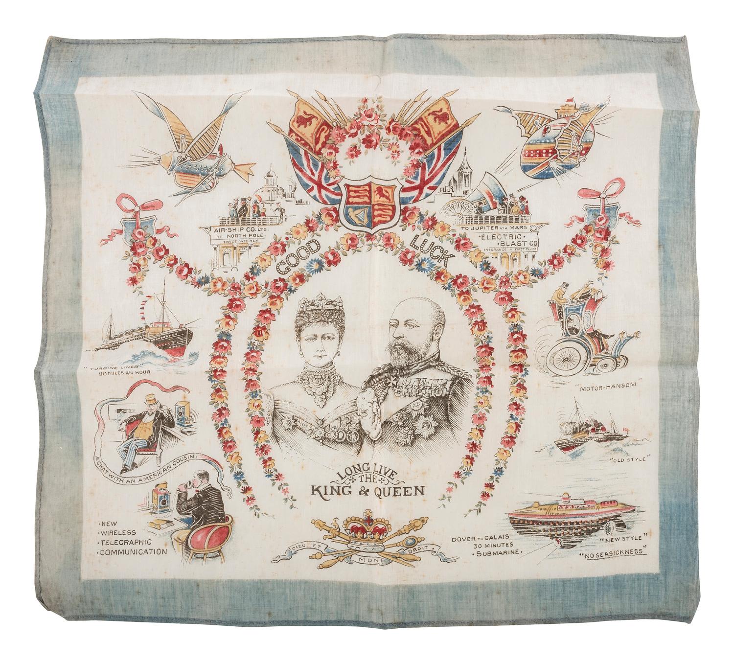 [ROYALTY]. A group of handkerchiefs, ceramics, and other ephemera from Queen VICTORIA, King GEORGE V, and King EDWARD VIII comprising: