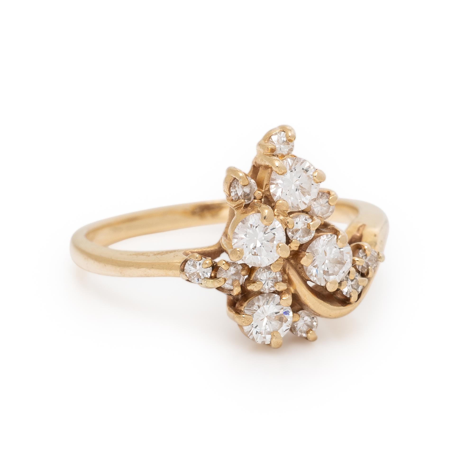 Diamond and Yellow Gold Foliate Ring