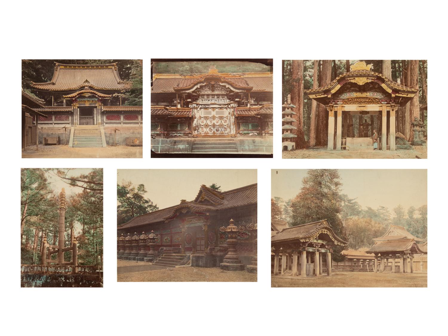 Six Japanese Hand Tinted Photographs