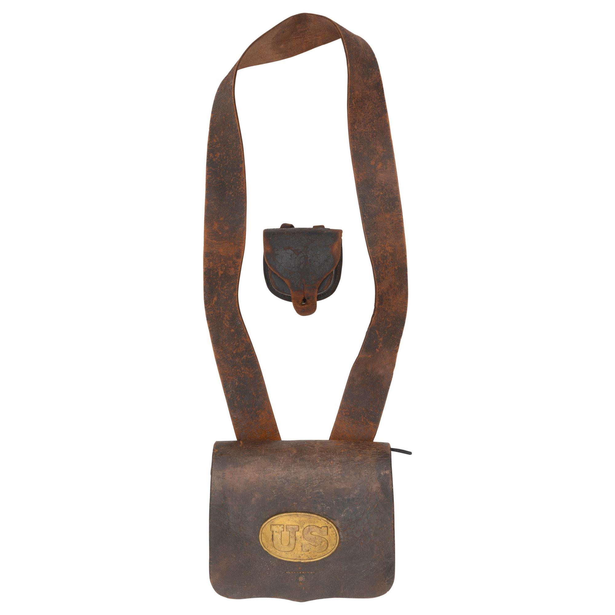 M.A. Baker Contract US Pattern of March 1864 Cartridge Box with Plate, Sling and Cap Pouch