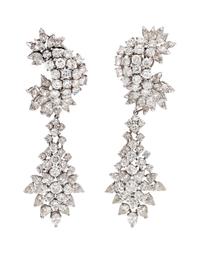 A Pair of Platinum, White Gold and Diamond Convertible Earclips, 25.50 dwts.