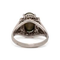 CAT'S EYE TOURMALINE AND DIAMOND RING