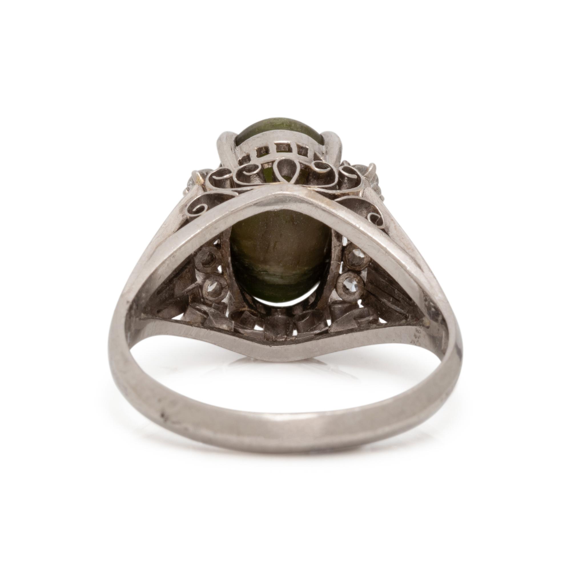 CAT'S EYE TOURMALINE AND DIAMOND RING