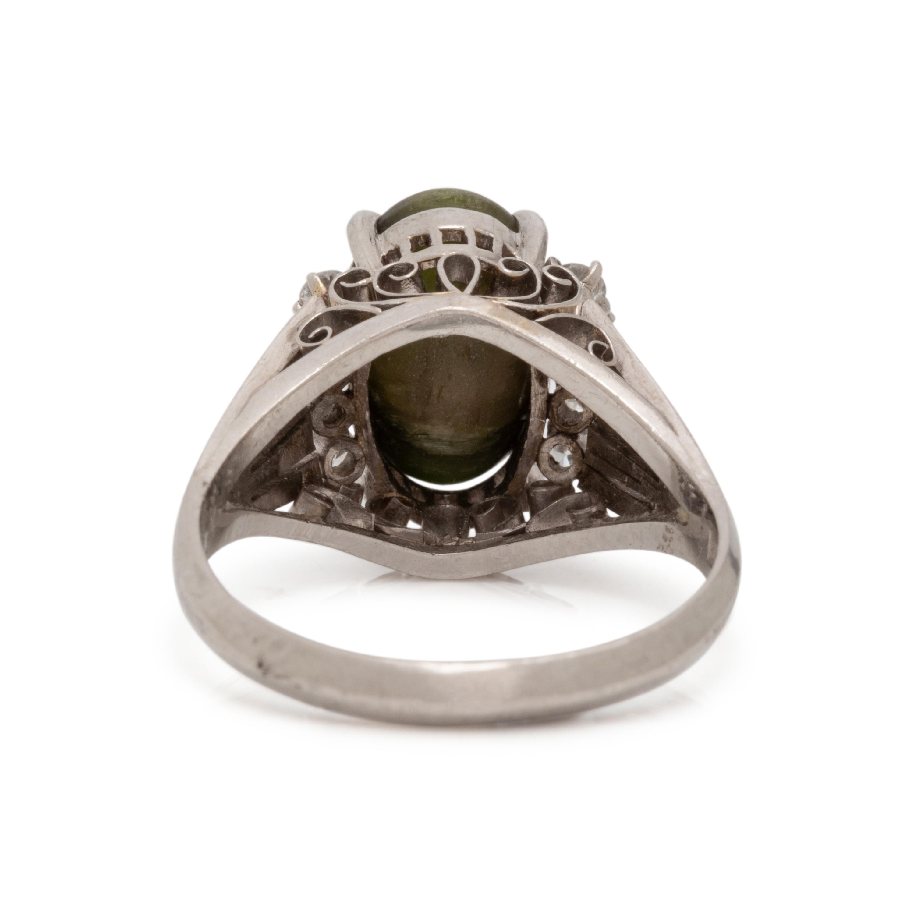 CAT'S EYE TOURMALINE AND DIAMOND RING
