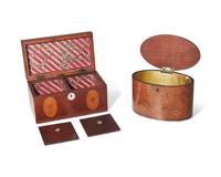 Two George III inlaid mahogany tea caddies, circa 1800