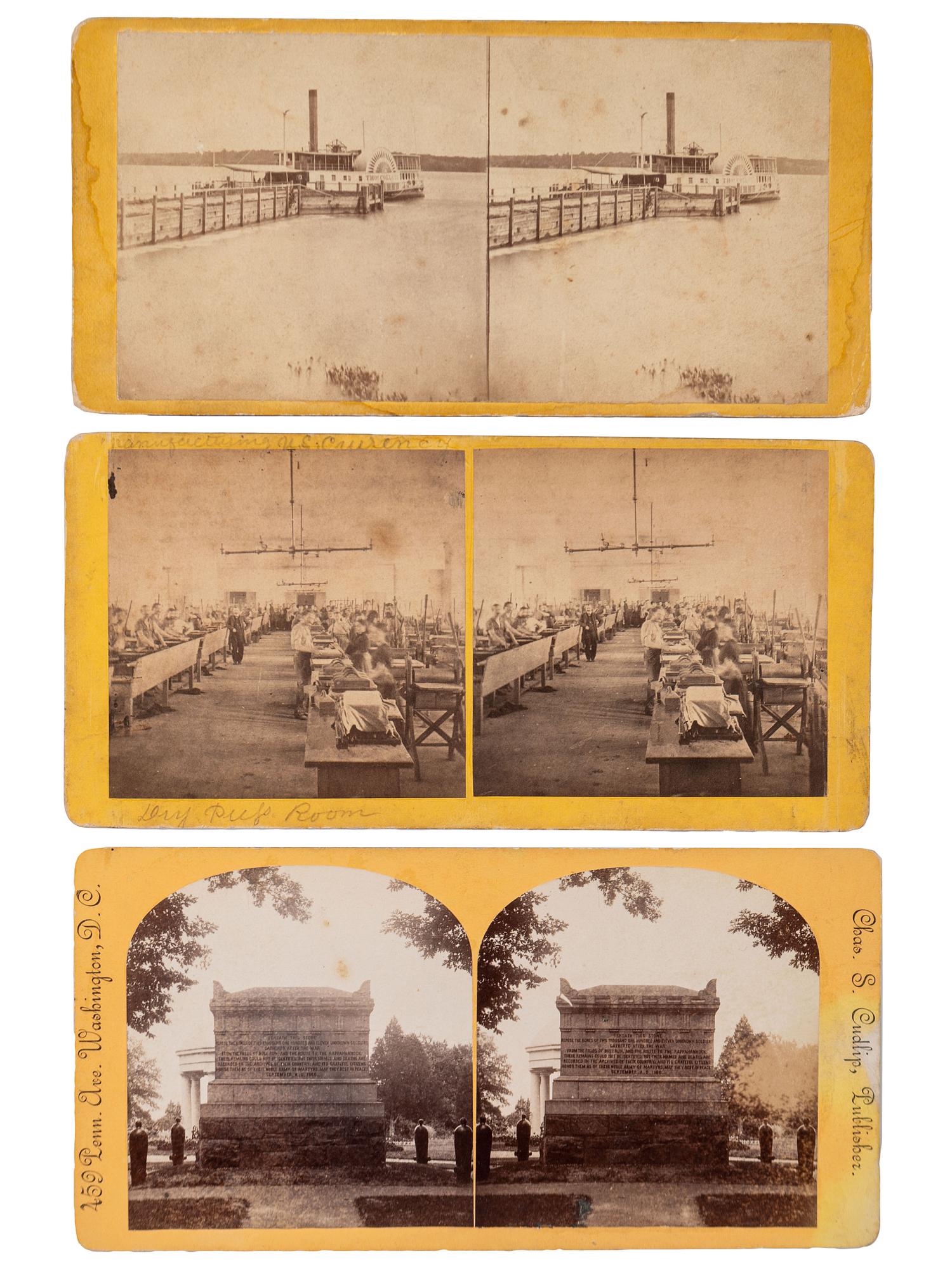 [CIVIL WAR]. A group of over 50 stereoviews, highlighted by images of the Grand Review, and the US Arsenal and Navy Yard, Washington, DC, incl. cannon.