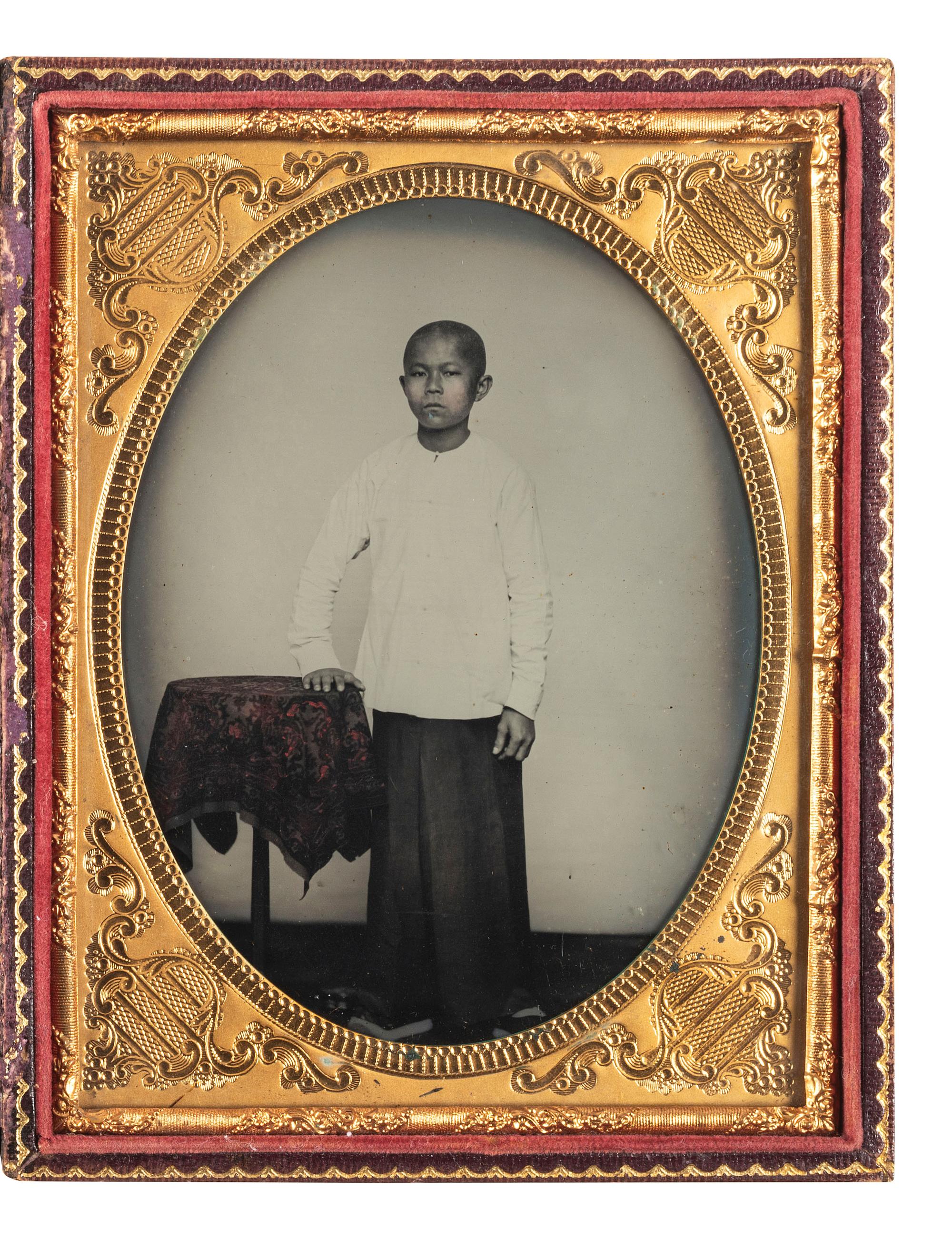 [EARLY PHOTOGRAPHY]. SNELL, William, photographer. Hand-tinted half plate tintype featuring a Chinese subject. Salem, MA: n.d.