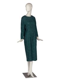 Rizik Brothers Green Lace Dress and Two Brooches
