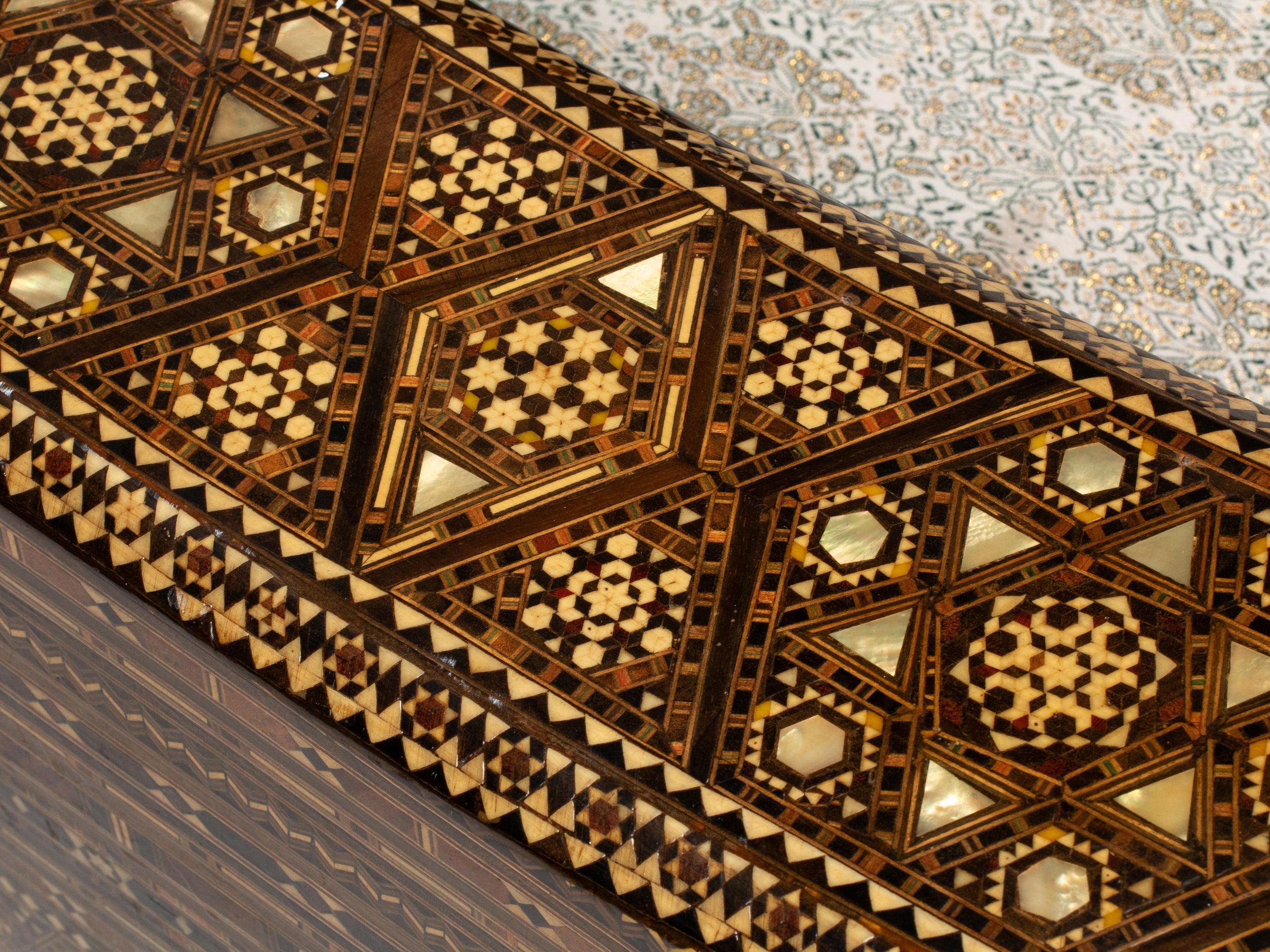 A Pair of Moroccan Marquetry and Mother-of-Pearl Inlaid Lounge Chairs