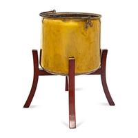 A Large Brass Pail-Form Jardiniere and Stand