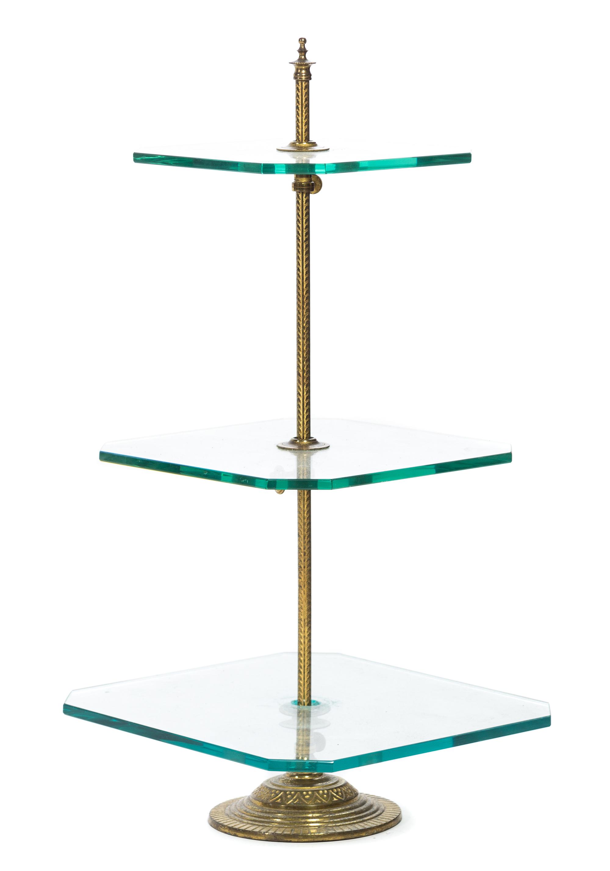 A Gilt Metal Mounted Three-Tier Stand Height 27 inches.