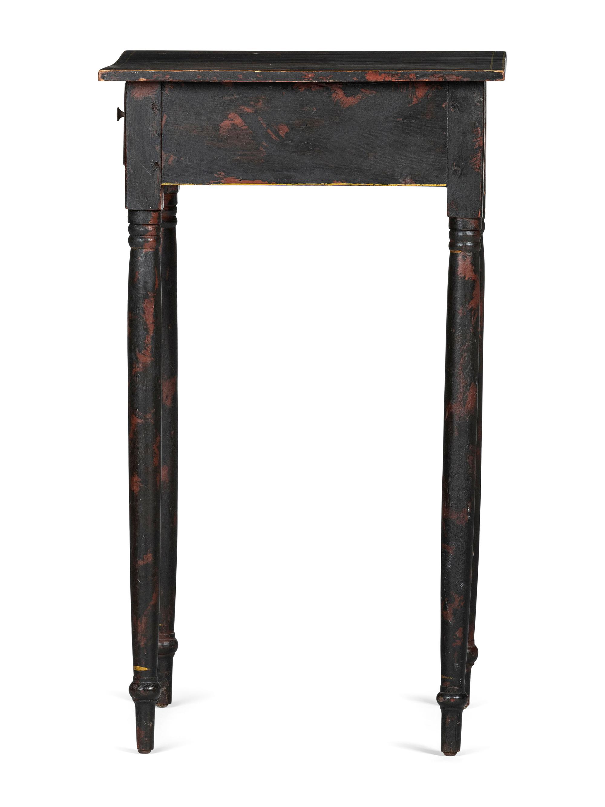 A Paint Decorated Pine One-Drawer Work Stand