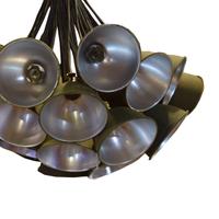 A Multi-Light Chandelier with American Army Issued Shades 31" W x 31" D x 68" H — United States, Circa 1940