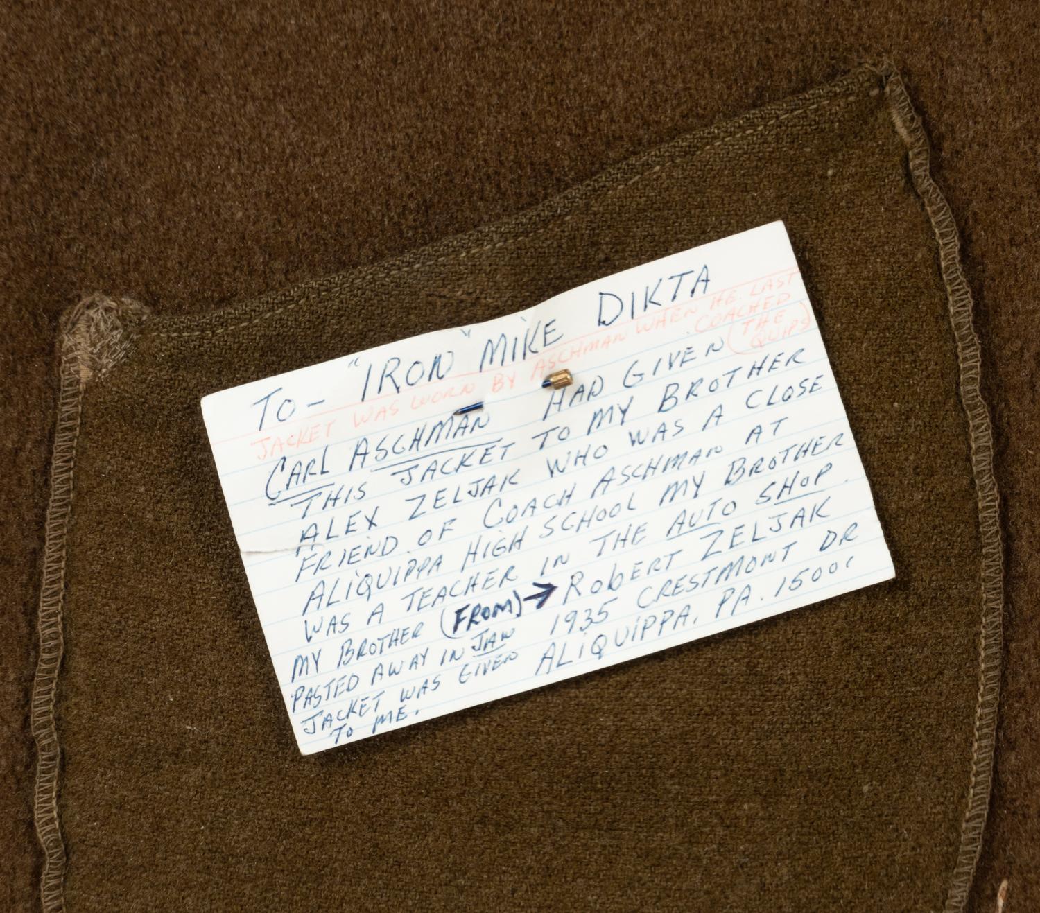 An Aliquippa High School Jacket Formerly Displayed at Mike Ditka’s Restaurant