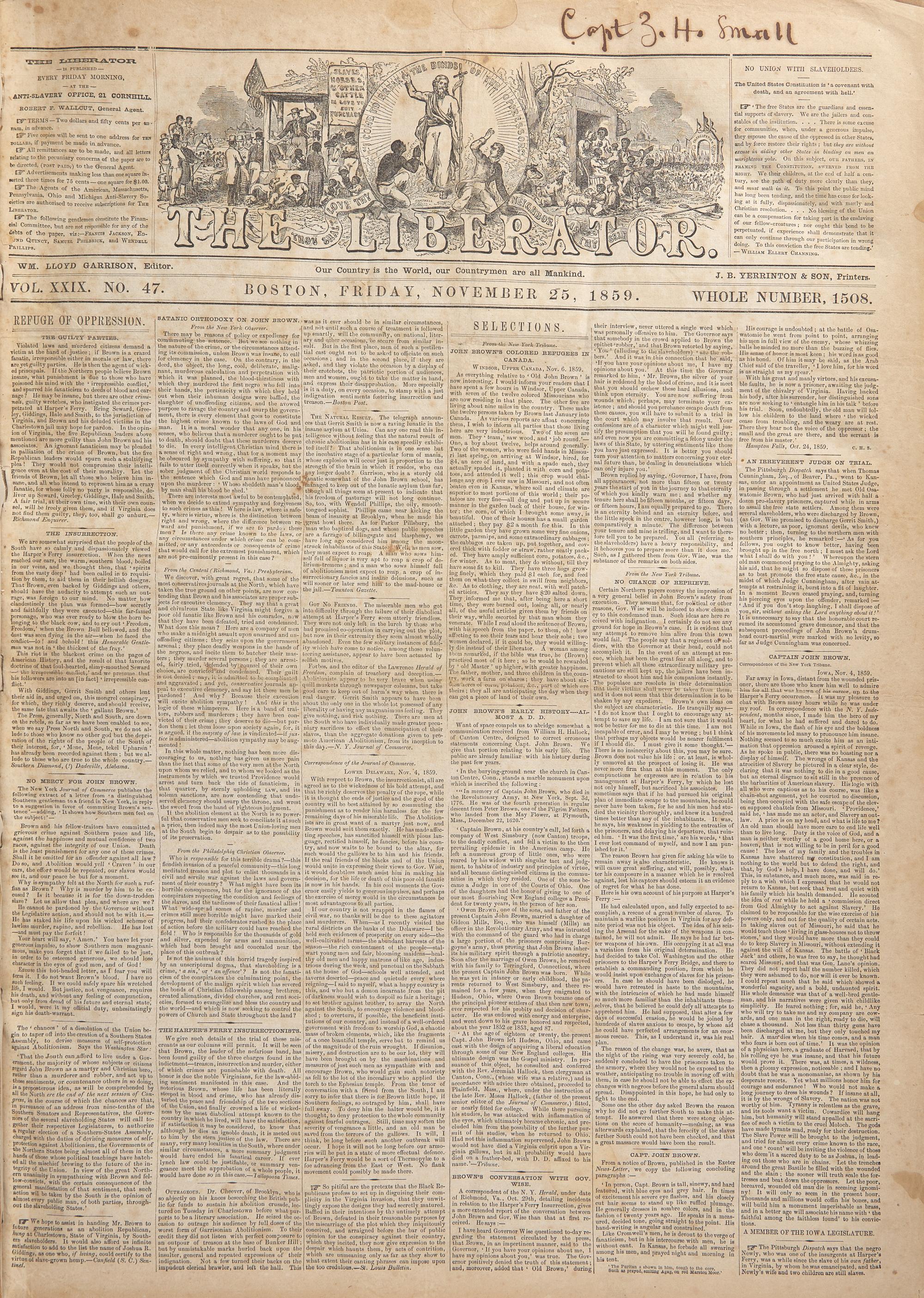 [African-Americana] (Garrison, William Lloyd) The Liberator, ca. 1859-65