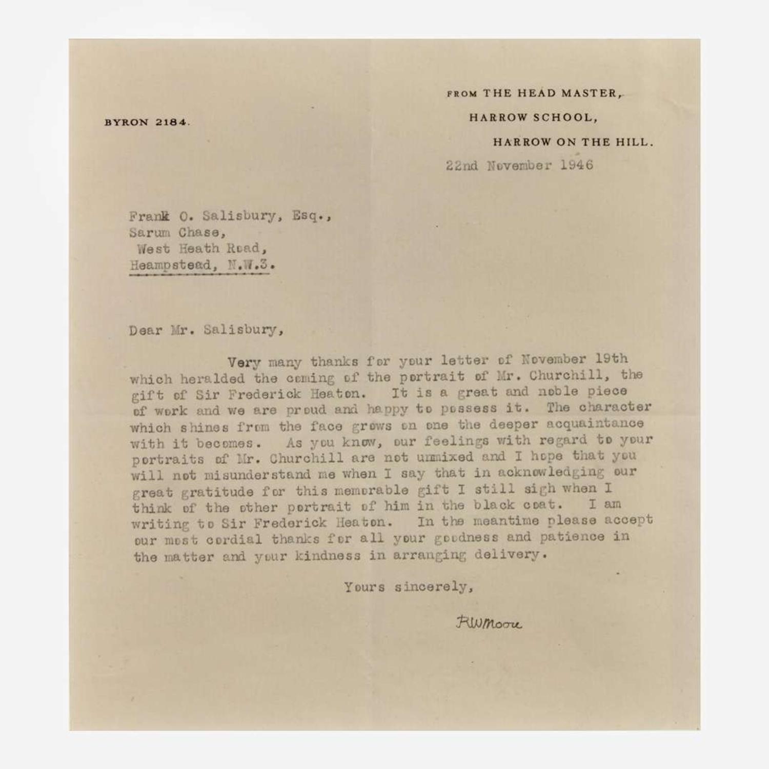 [Churchill, Winston] Churchill, Clementine Two Typed Letters, signed