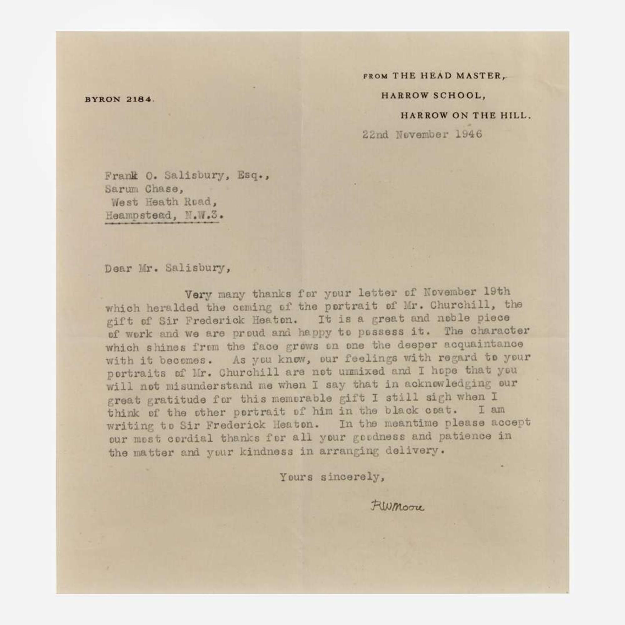 [Churchill, Winston] Churchill, Clementine Two Typed Letters, signed