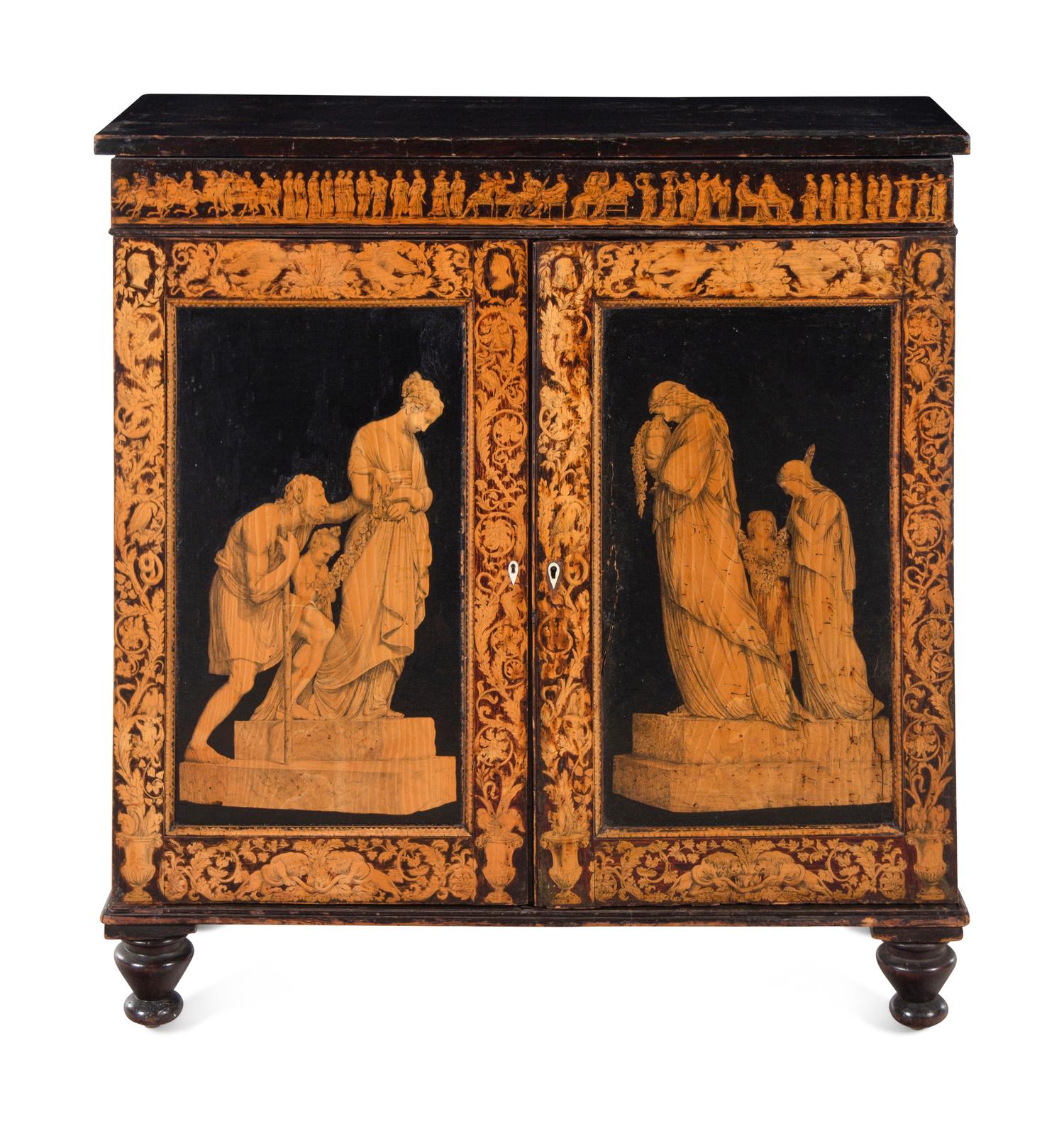 A Neoclassical Style Penwork Cabinet