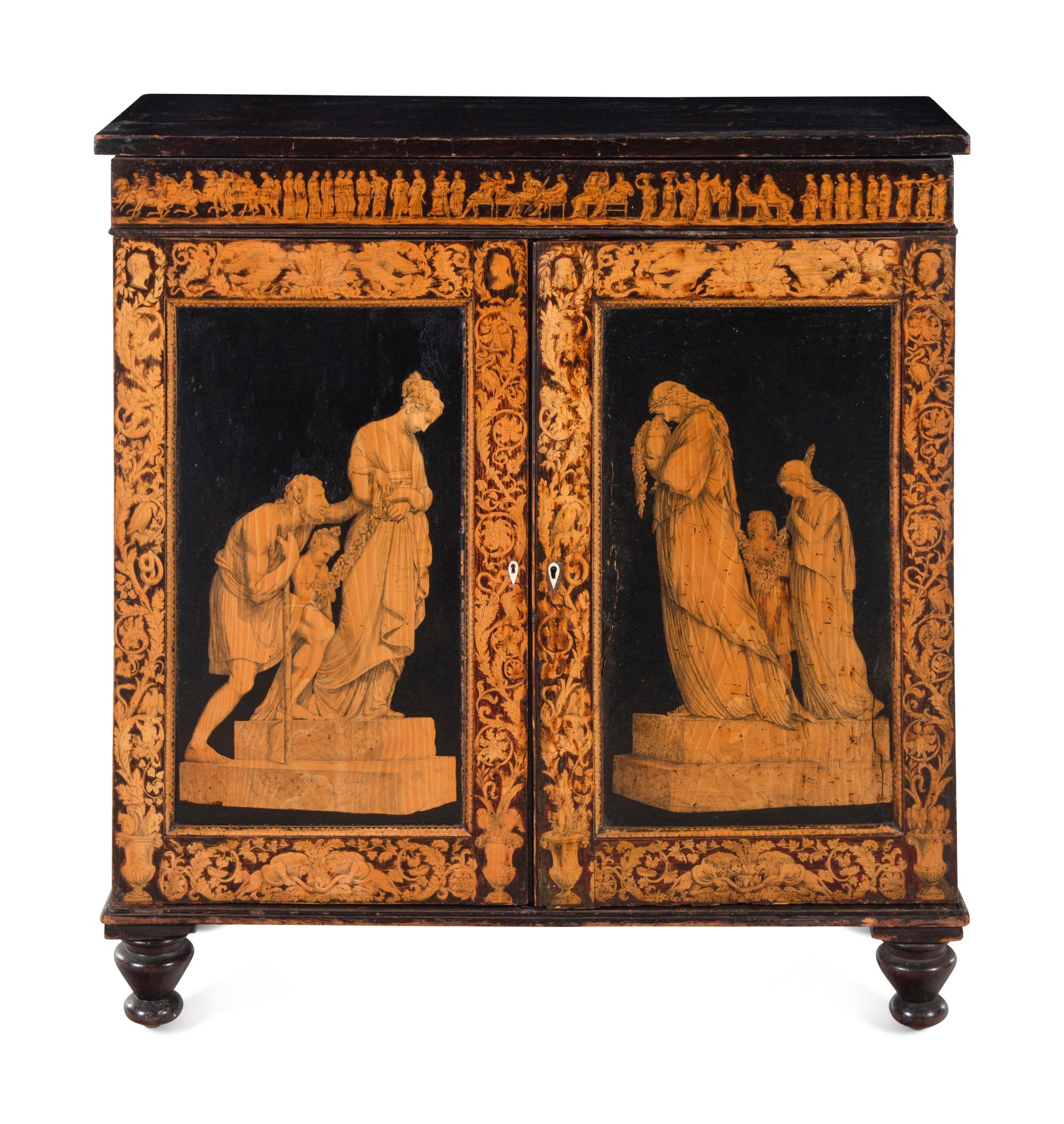 A Neoclassical Style Penwork Cabinet