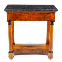 A Biedermeier Mahogany Console Table and Pier Mirror Height 35 1/8 x width 32 x depth 16 3/4 inches. — CIRCA 1795