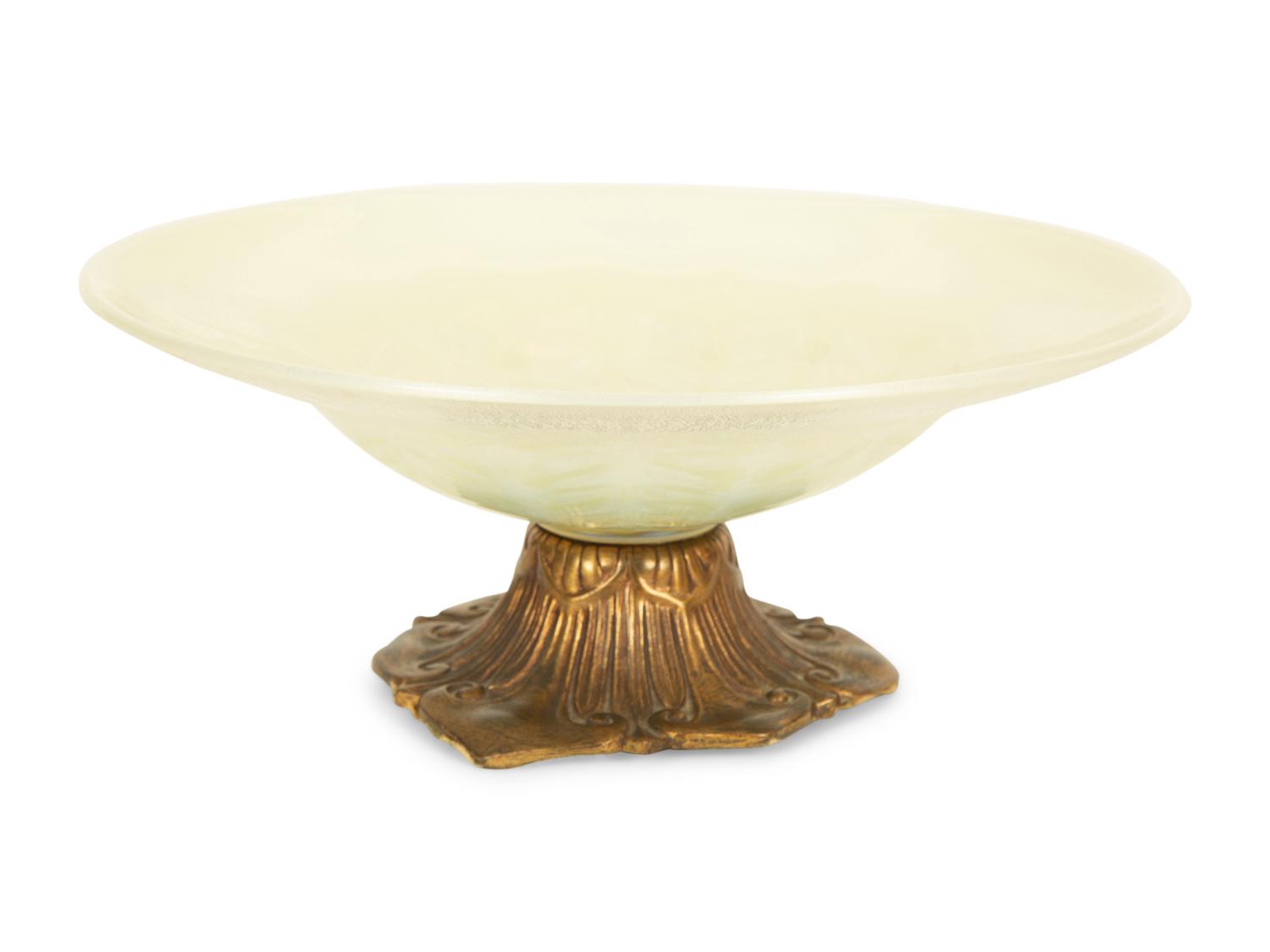 A Louis C. Tiffany Furnaces Favrile Glass and Gilt Bronze Fruit Stand