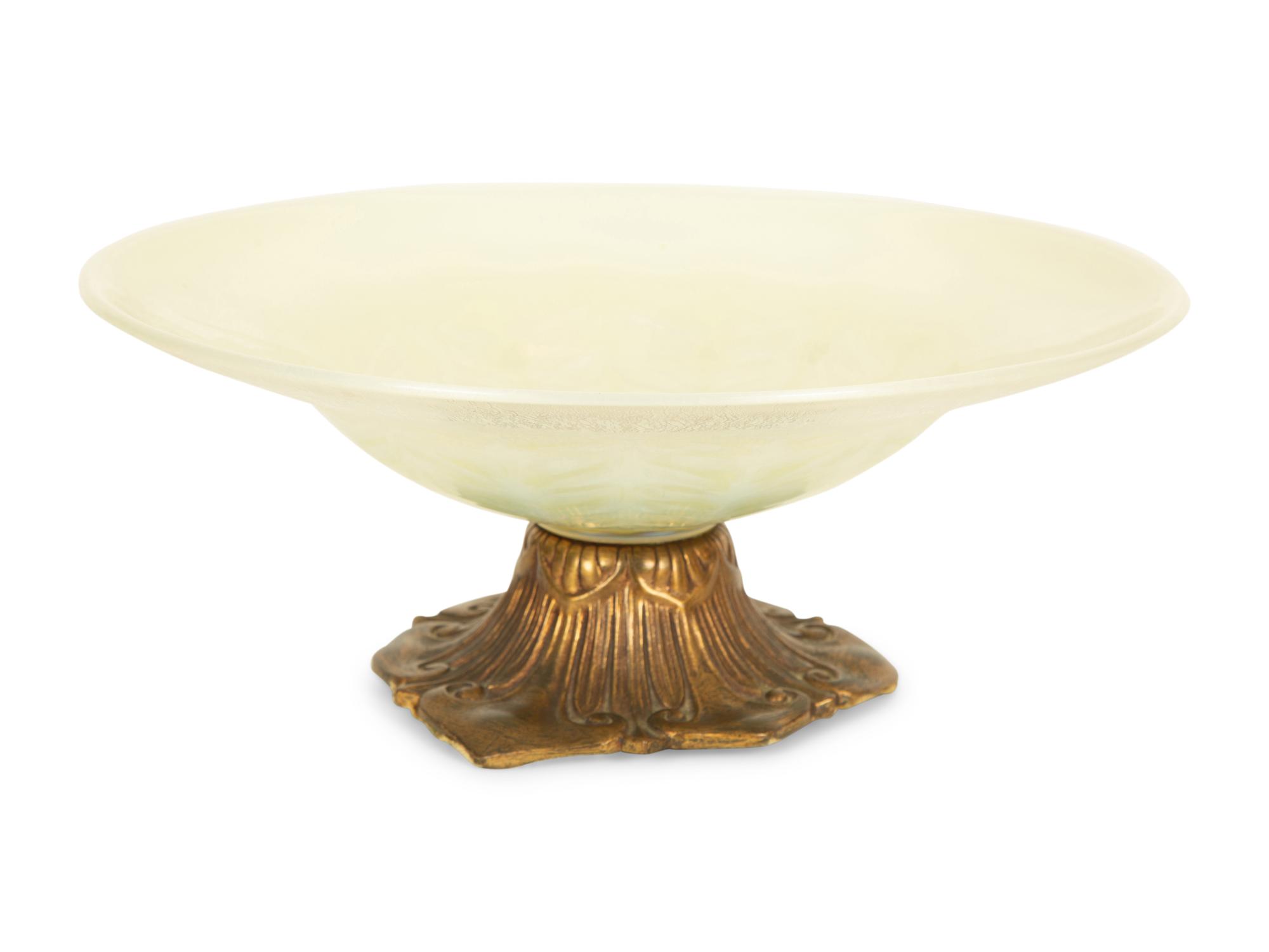 A Louis C. Tiffany Furnaces Favrile Glass and Gilt Bronze Fruit Stand