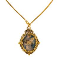 ANTIQUE, YELLOW GOLD AND ENAMEL RELIQUARY PENDANT