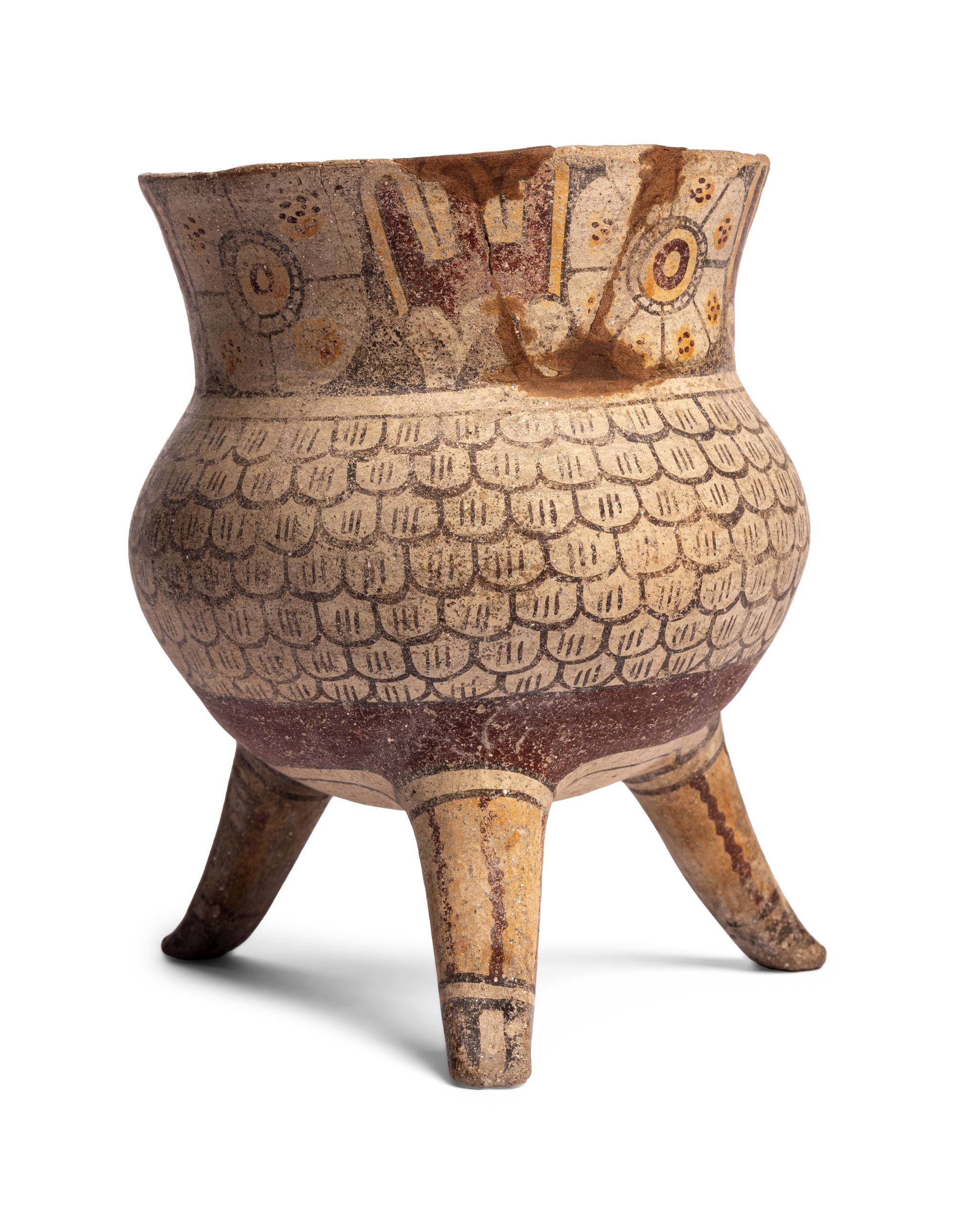 A Mixtec Polychrome Tripod Vessel