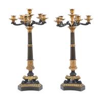A Pair of Louis Philippe Gilt Bronze Six-Light Candelabra