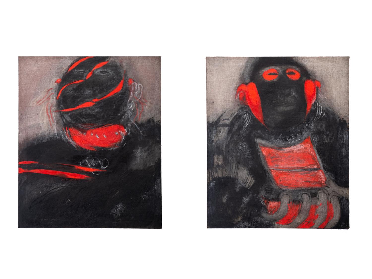 Pair of Portraits acrylic on canvas