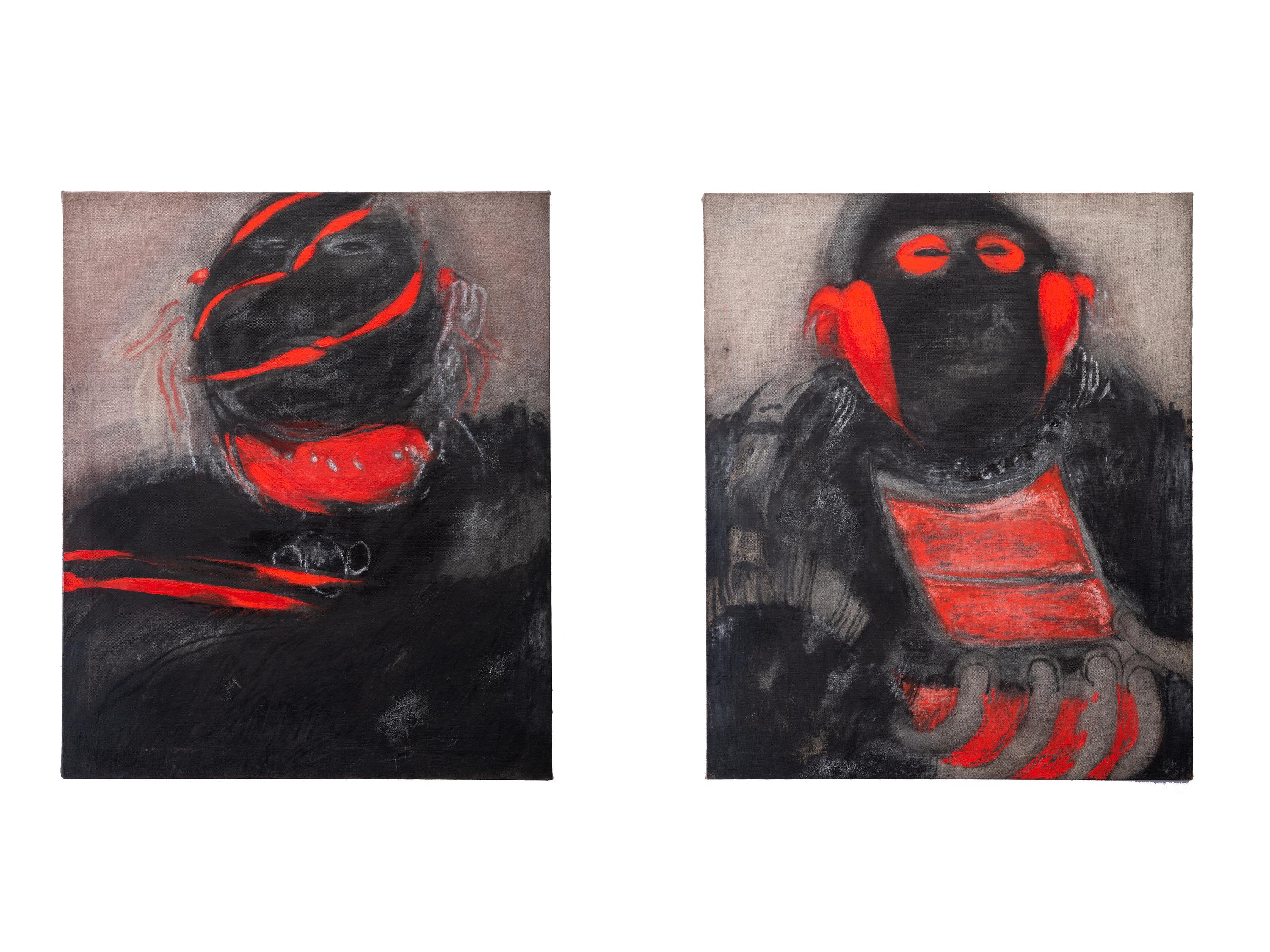 Pair of Portraits acrylic on canvas