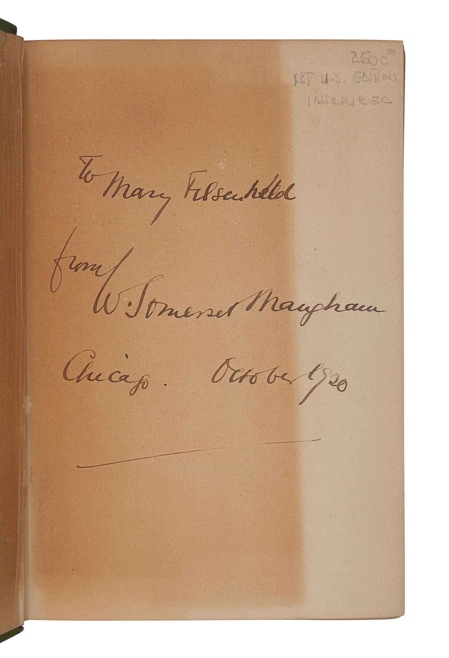 MAUGHAM, W. Somerset (1874-1965). Of Human Bondage . New York: George H. Doran, [1915].
