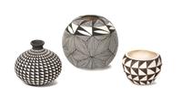 Three Acoma Pottery Vases Height of largest 4 1/4 inches