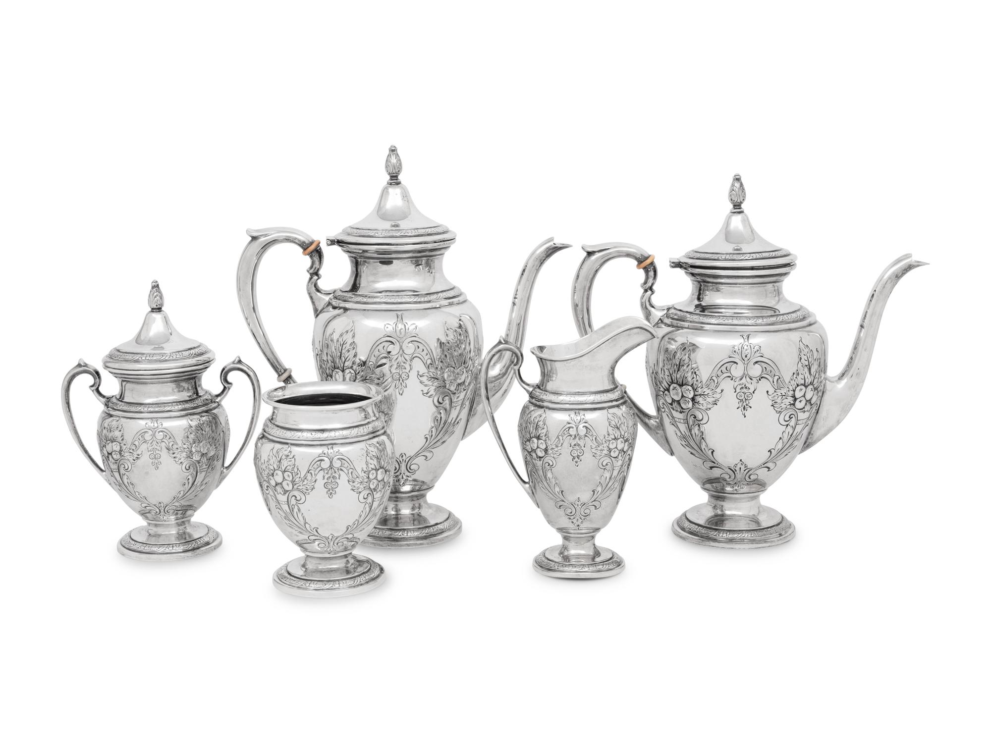 An American Silver Five-Piece Tea and Coffee Service