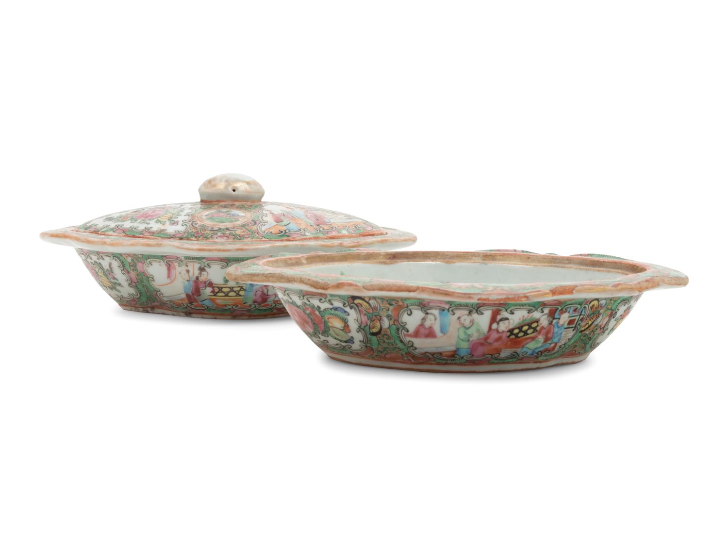 Two Rose Medallion Porcelain Entree Dishes