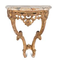 An Italian Giltwood Marble-Top Console Table