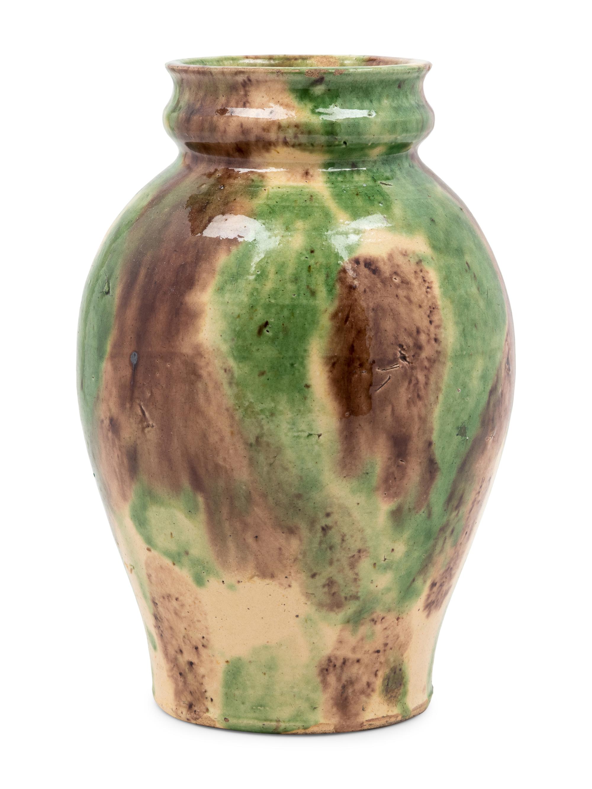 A Chinese Sancai Glazed Pottery Vase