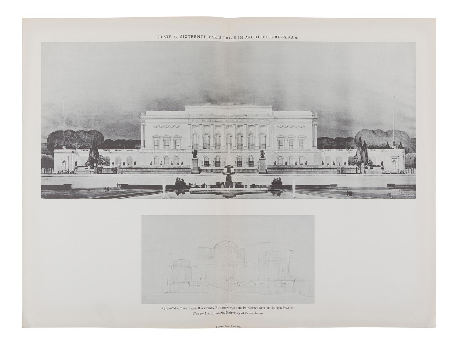 [ARCHITECTURE & DESIGN]. -- SOCIETY OF BEAUX-ARTS ARCHITECTS. Winning Designs 1904-1927. Paris Prize in Architecture. New York: Pencil Points Press, 1928.