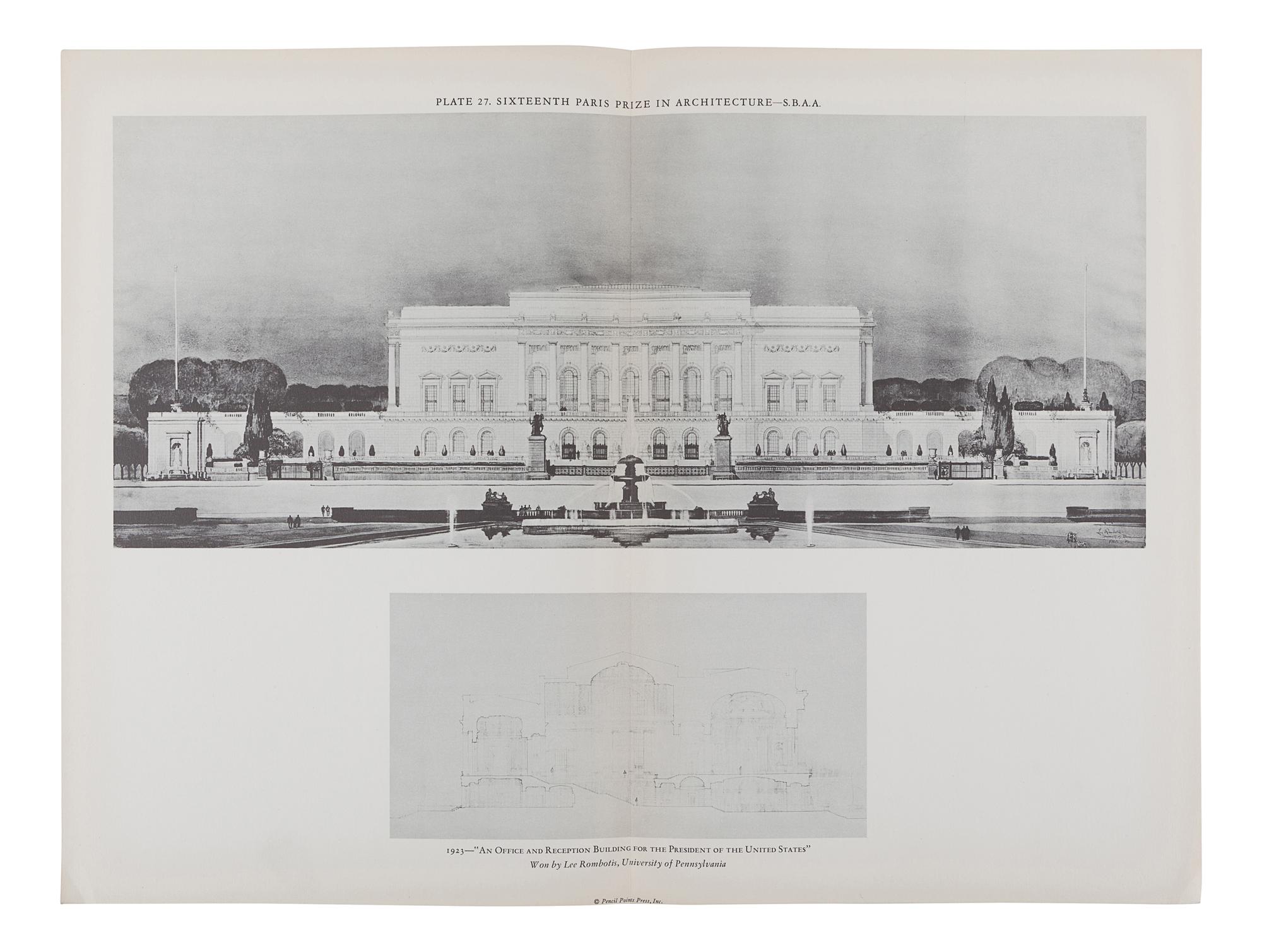 [ARCHITECTURE & DESIGN]. -- SOCIETY OF BEAUX-ARTS ARCHITECTS. Winning Designs 1904-1927. Paris Prize in Architecture. New York: Pencil Points Press, 1928.