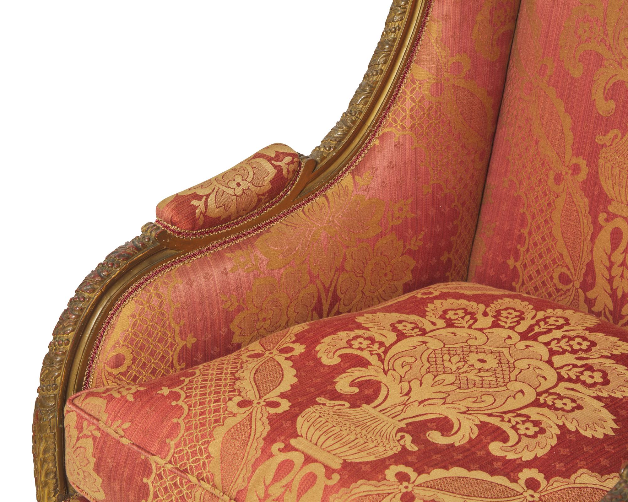 A Louis XVI style giltwood bergère, circa 1900