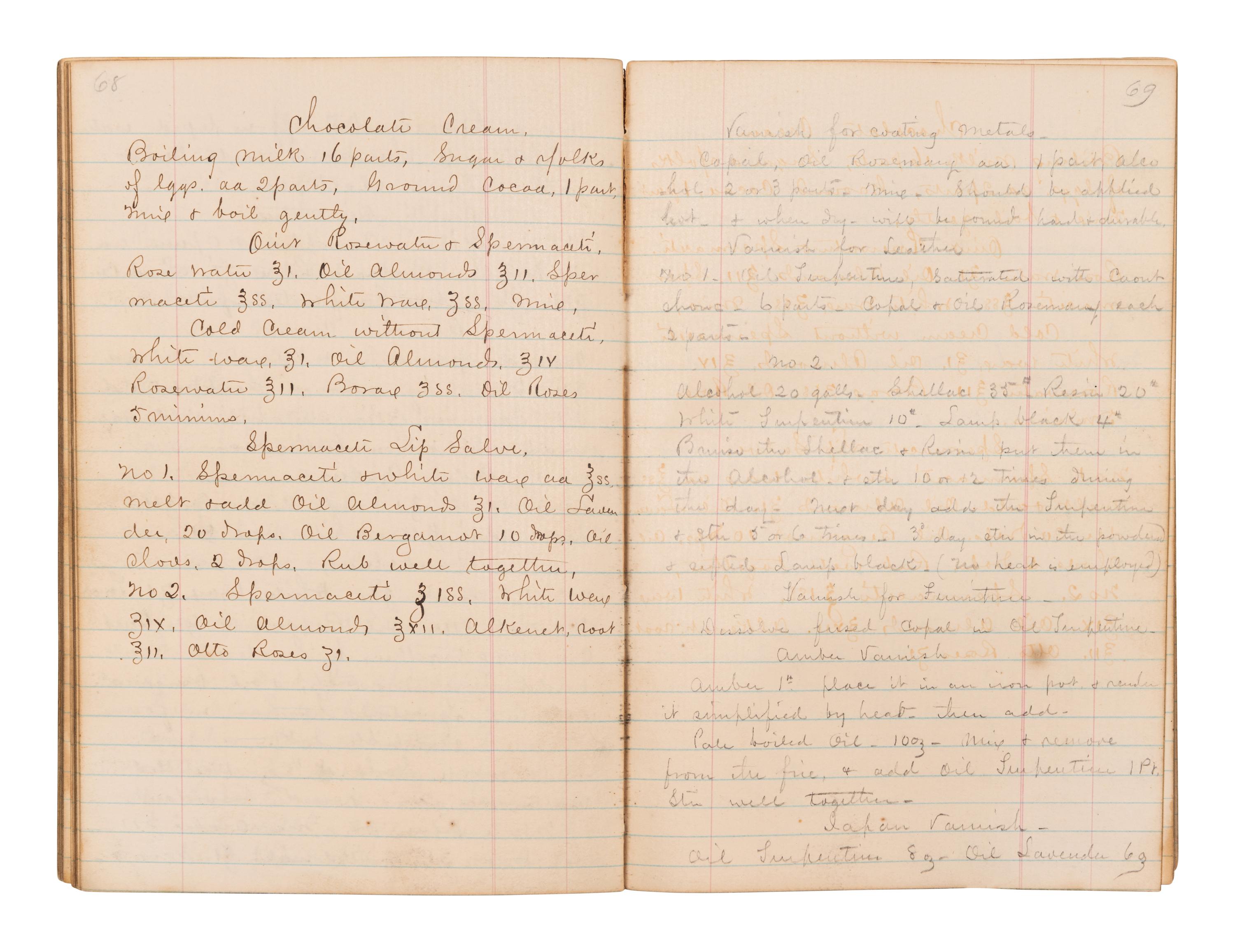 [MANUSCRIPT - REMEDIES]. Manuscript home maintenance and home remedy guide. Chesapeake City and Elizabeth City VA, and later Little Rock AR, 19th-century.