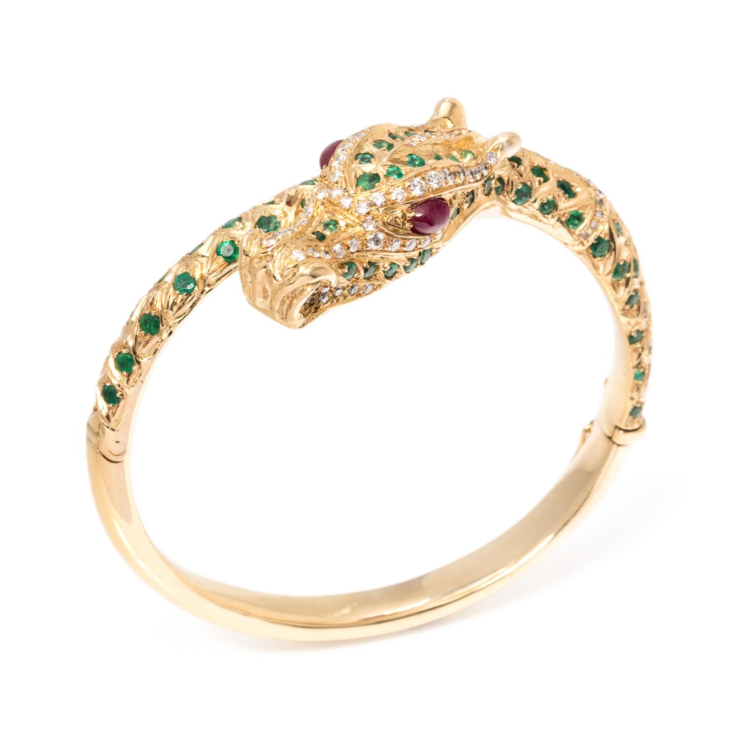 MULTIGEM AND DIAMOND DRAGON BANGLE BRACELET