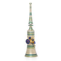 Wendy Ramshaw, Ring Set of Six Yellow Gold and Multigem Stacking Rings on a White Metal and Enamel Ring Stand