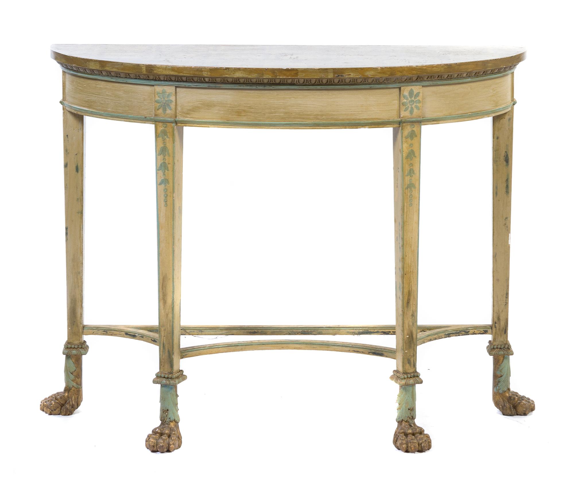 A Neoclassical Painted Console Table, Height 34 1/4 x width 44 x depth 15 1/4 inches.