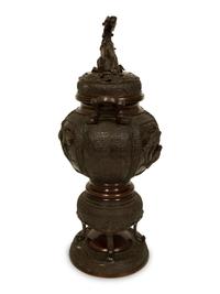 A Japanese Meiji Bronze Censer with Dragon Finial — 19TH CENTURY
