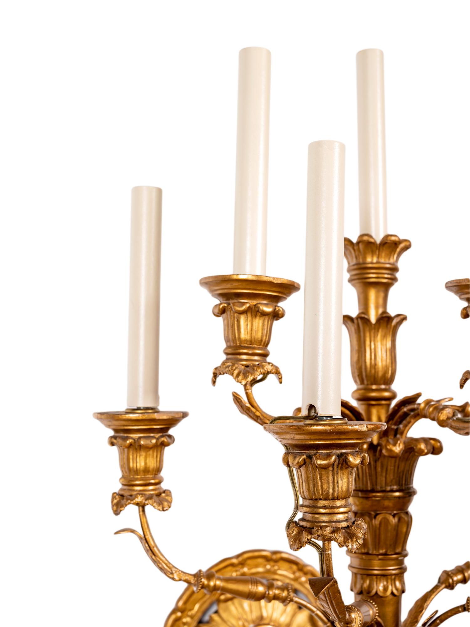 Two Similar Pairs of Neoclassical Style Giltwood Sconces