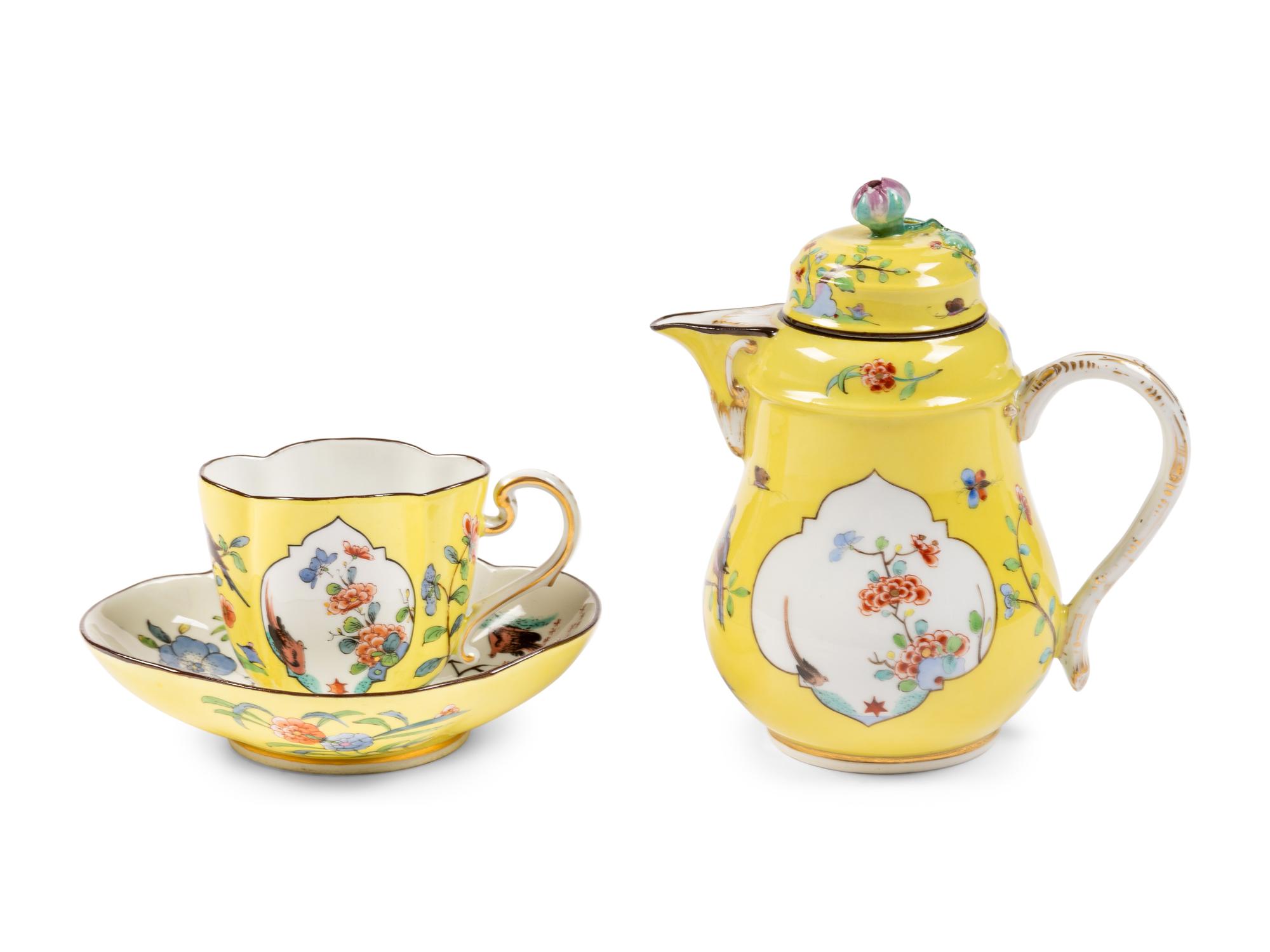 A Meissen Porcelain Cup, Saucer and Coffee Pot