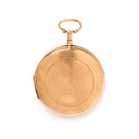 18K YELLOW GOLD AUTOMATON QUARTER REPEATER OPEN FACE POCKET WATCH