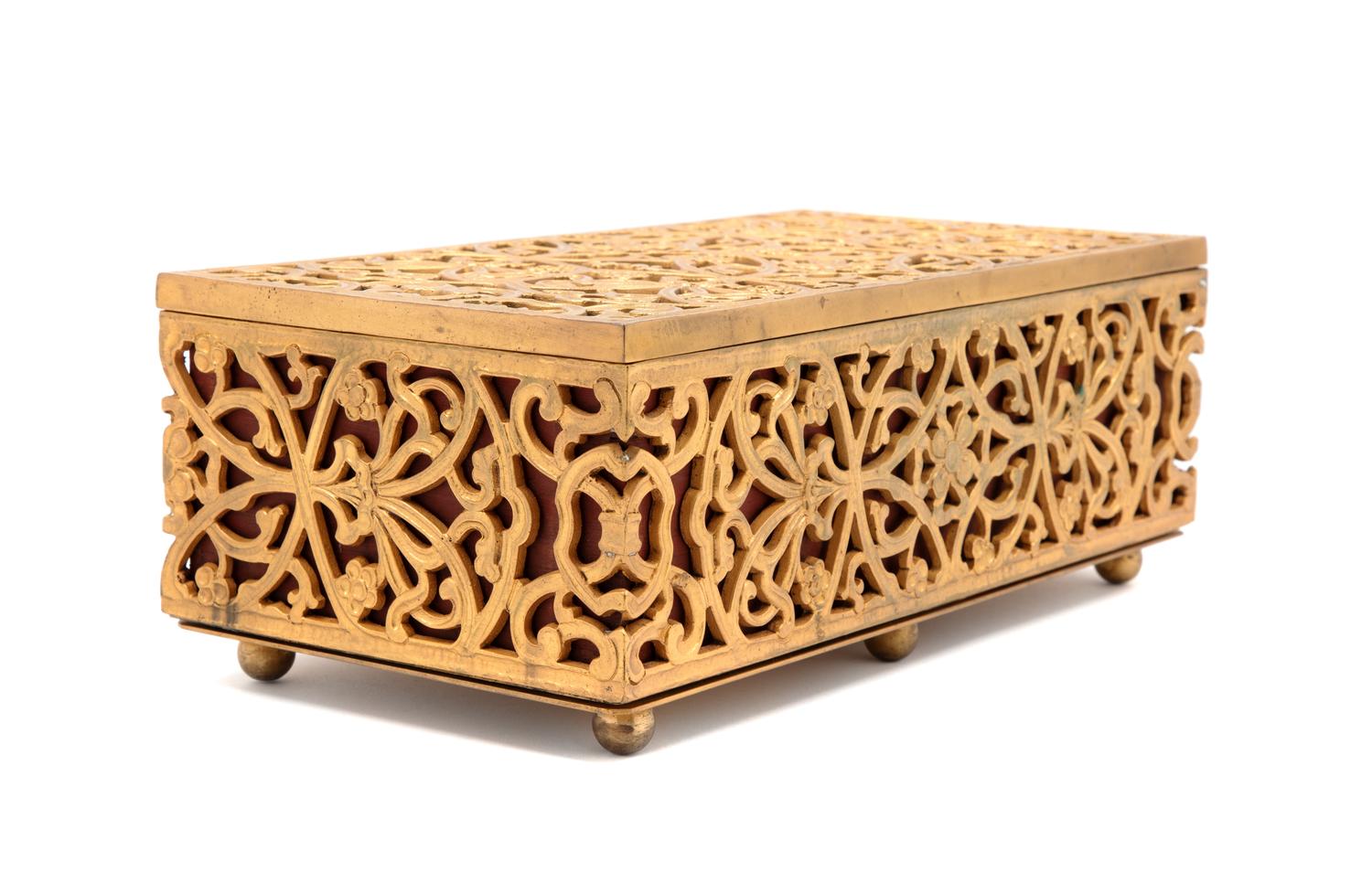 A Continental Gilt Metal Jewelry Box